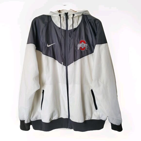 Men's Nike White Ohio State Buckeyes OSU Windrunner Raglan FullZip Hoodie Jacket - Picture 16 of 16